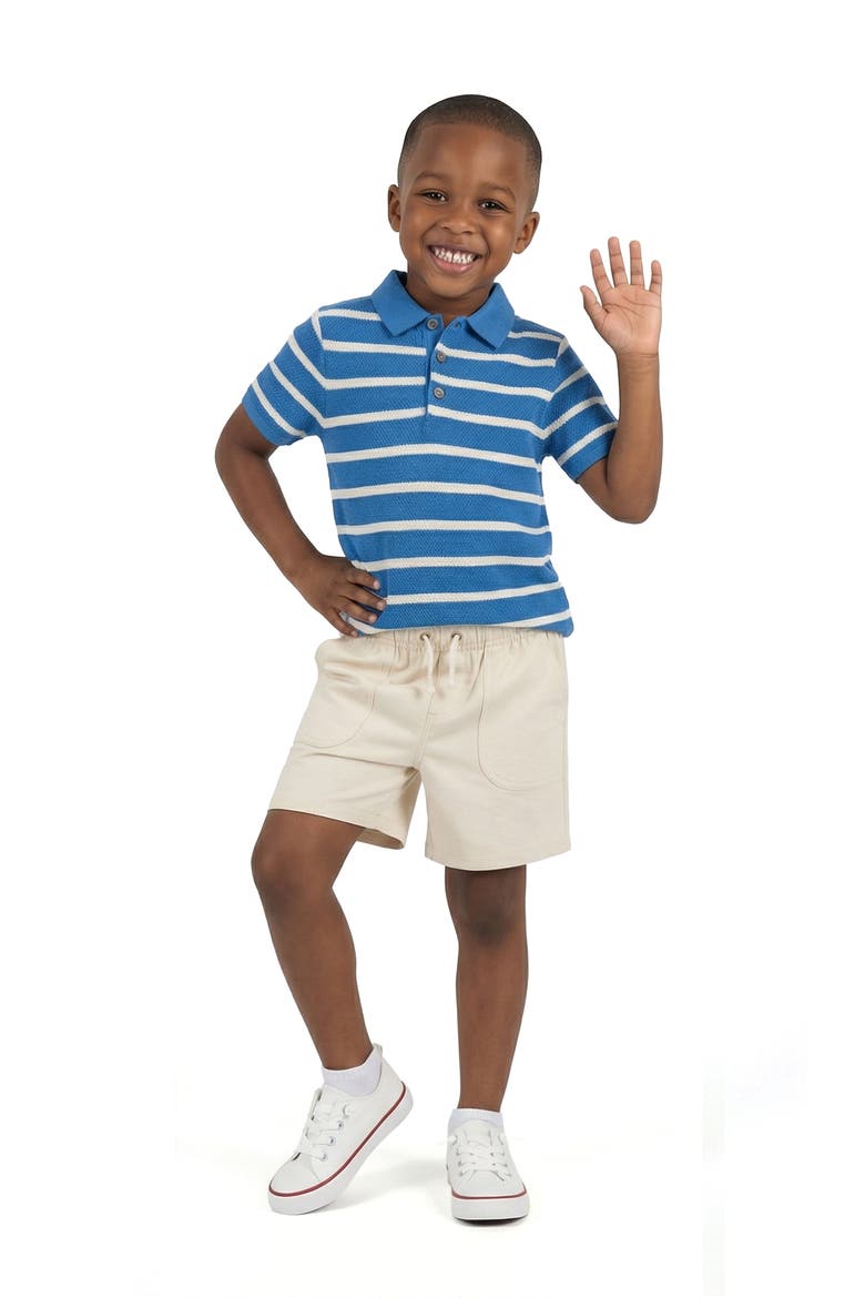 Kids' Stripe Textured Cotton Polo, Alternate, color, BLUE STRIPE