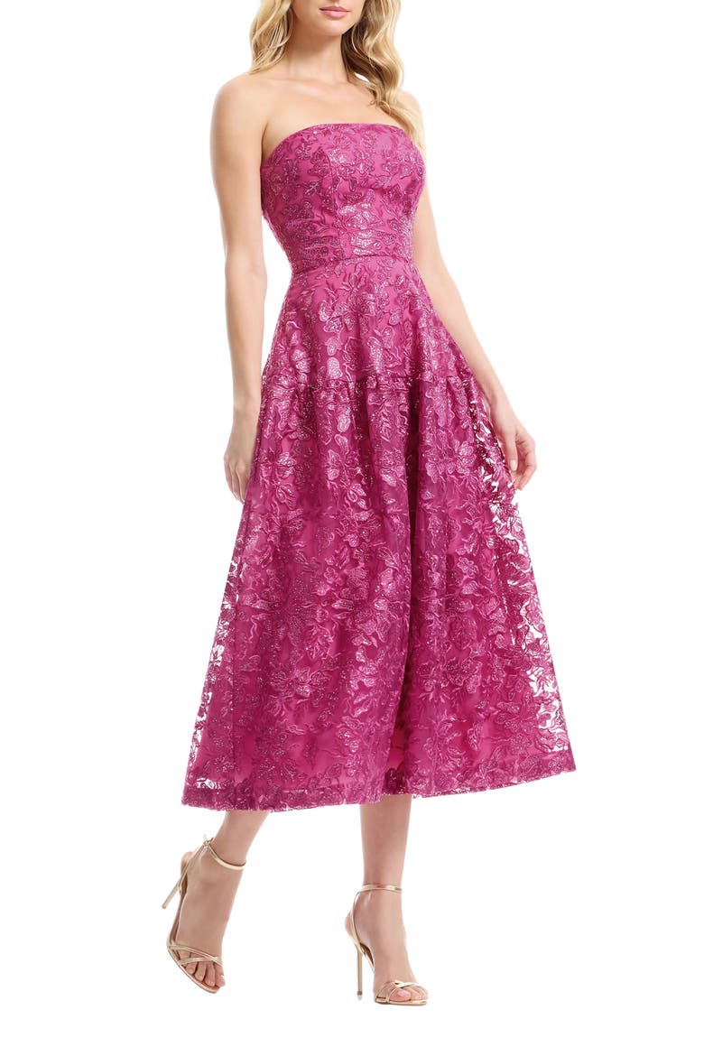 Gemma Embellished Strapless Fit & Flare Cocktail Dress, Alternate, color, BRIGHT FUCHSIA