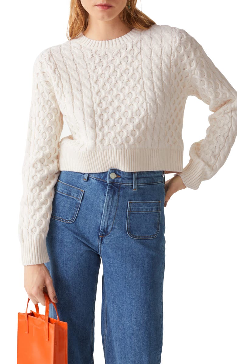 & Other Stories Cable Knit Wool & Cotton Sweater, Main, color, 
