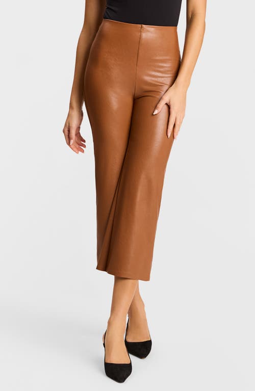 Commando Faux Leather Crop Wide Leg Pants In Brown