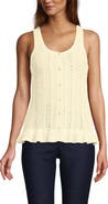 Lands' End Cotton Boucle Ruffle Hem Sleeveless Sweater