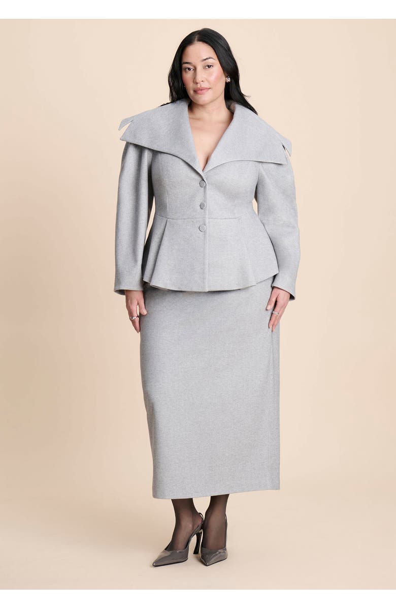 ELOQUII Heathered Column Maxi Skirt, Alternate, color, Heather Grey