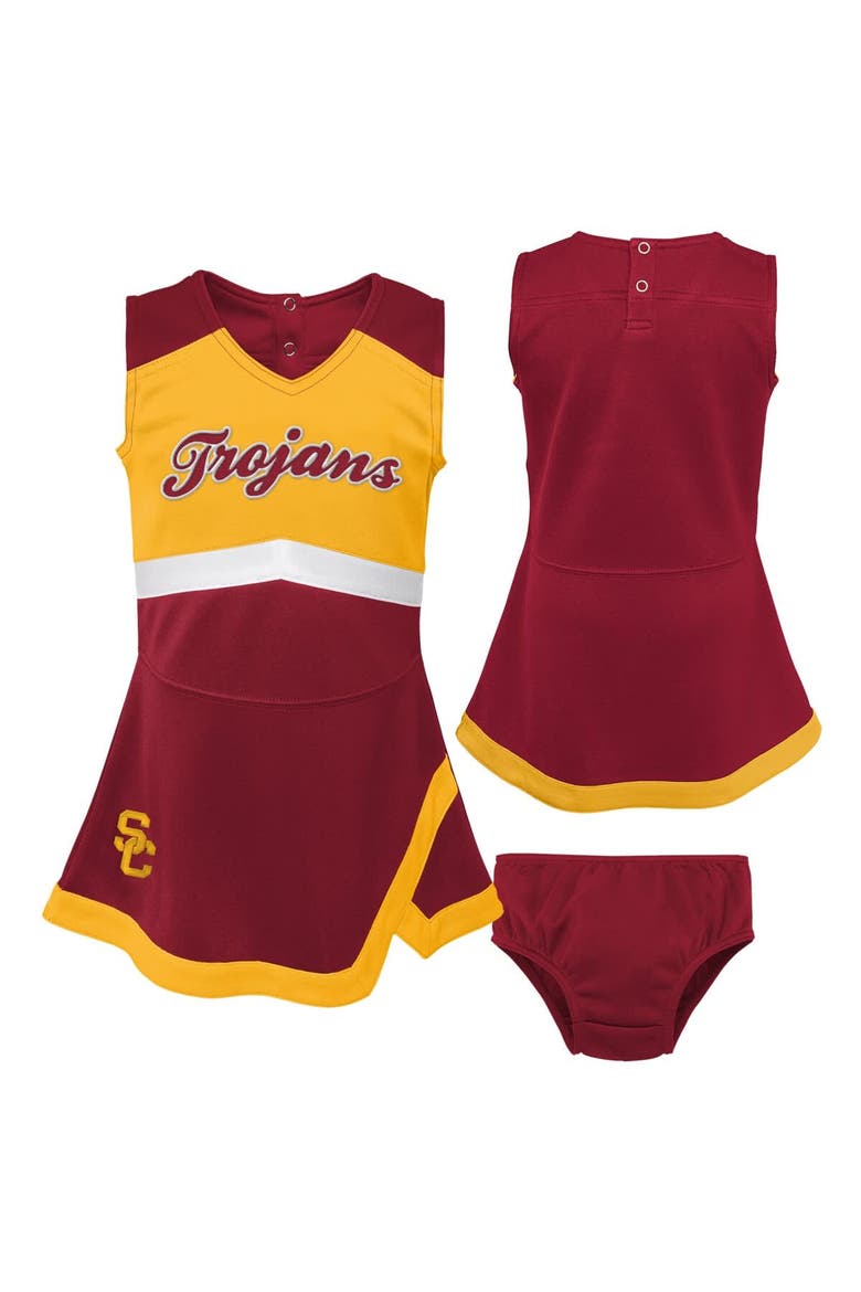 Girls Preschool Cardinal/Gold USC Trojans Two-Piece Cheer Captain Jumper Dress & Bloomers Set, Main, color, Cardinal