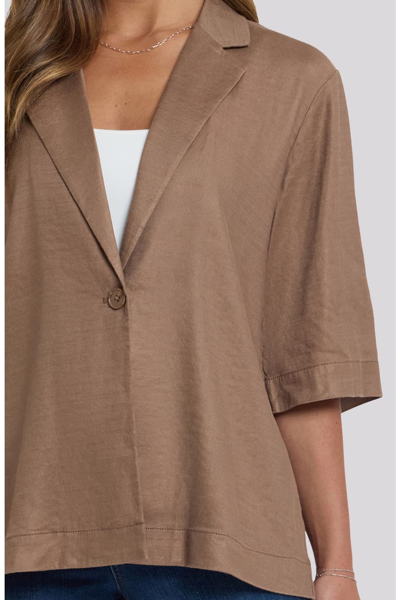 Elbow Sleeve Linen Blend Blazer, Alternate, color, TOASTED COCONUT