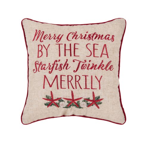 Starfish Twinkle Christmas Throw Pillow, 16" x 16"