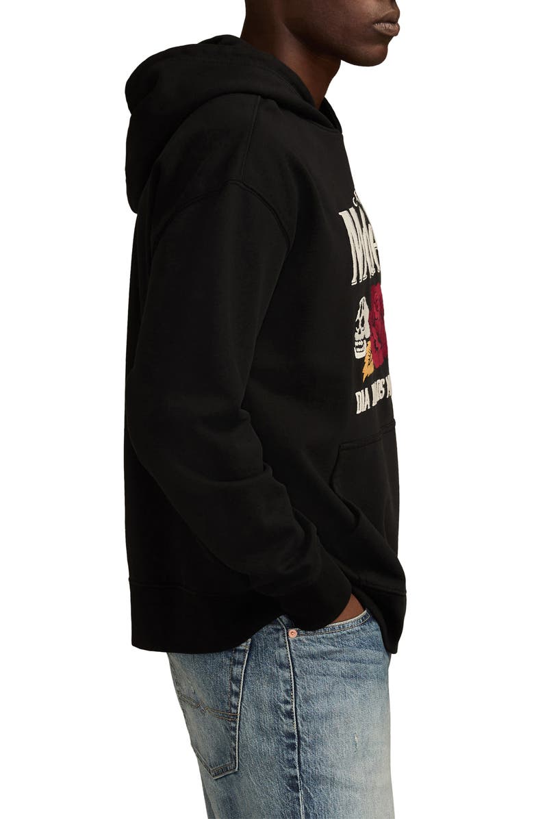 Lucky Brand Modelo Rose Embroidered Hoodie, Alternate, color, Jet Black