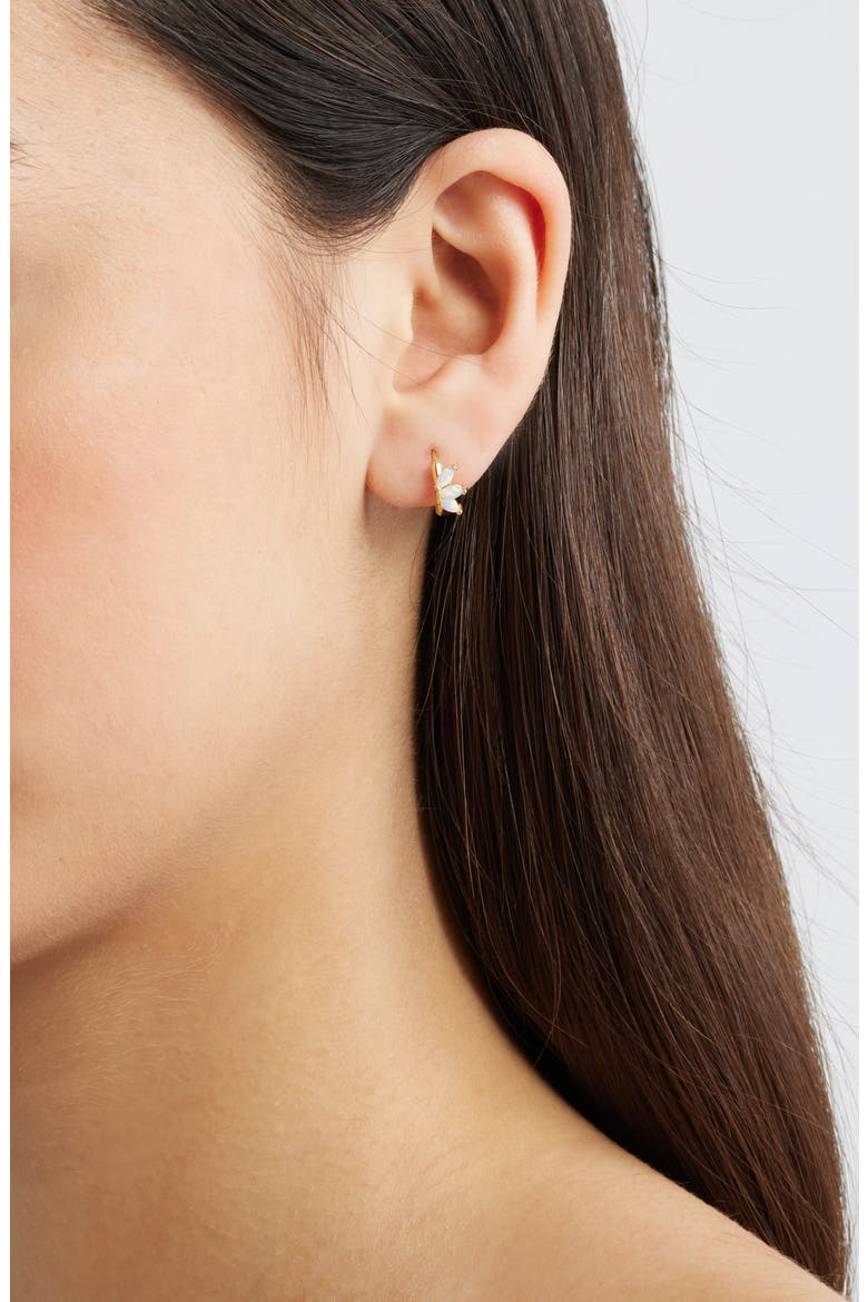 Opal Arc Huggie Hoop Earrings, Alternate, color, GOLD