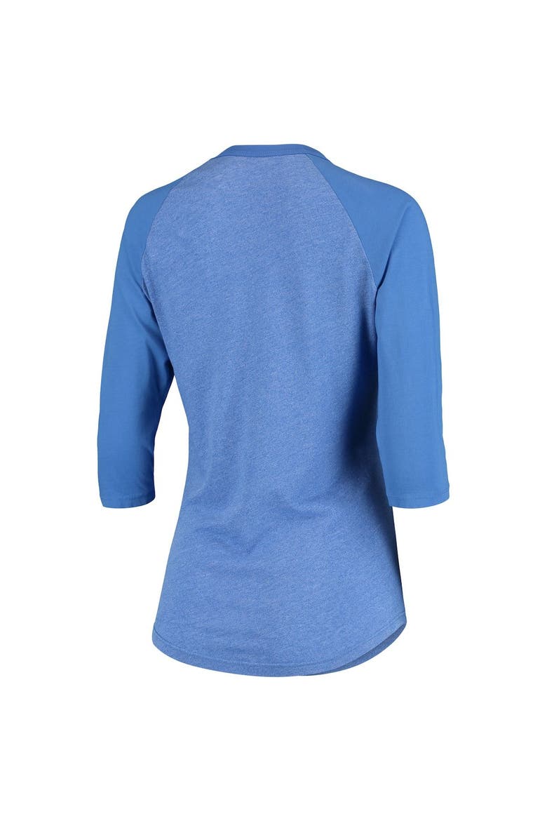 Women's Majestic Threads Royal Chicago Cubs Team Baseball Three-Quarter Raglan Sleeve Tri-Blend T-Shirt, Alternate, color, Royal