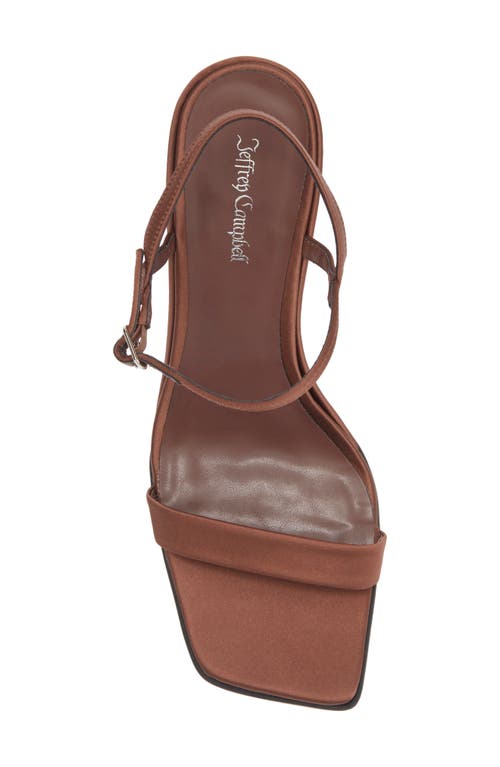 Jeffrey Campbell Kassandra Satin Ankle Strap Wedge Sandal In Brown Satin