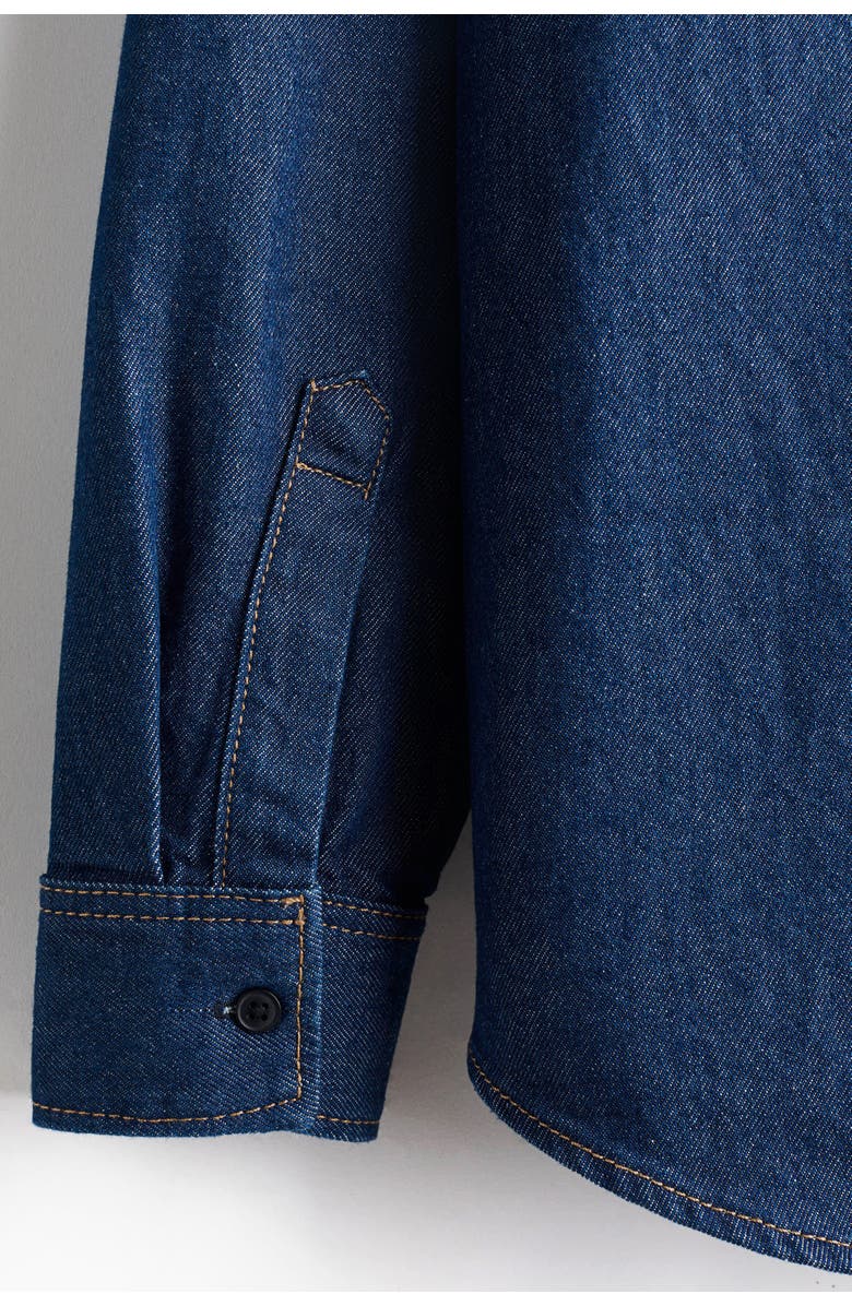 H&M Loose Fit Denim Shirt, Alternate, color, Dark Denim Blue