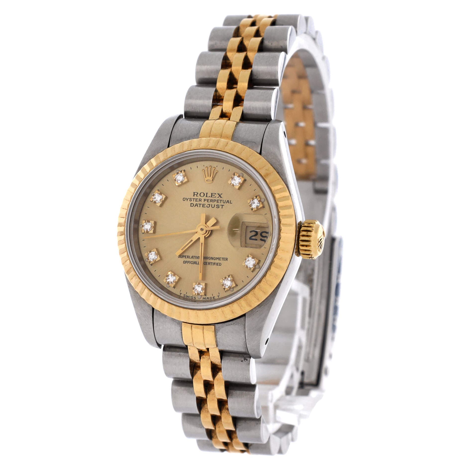 Oyster Perpetual Datejust Automatic Watch Stainless Steel and Yellow Gold with Diamond Markers 26, Alternate, color, Metallic Silver
