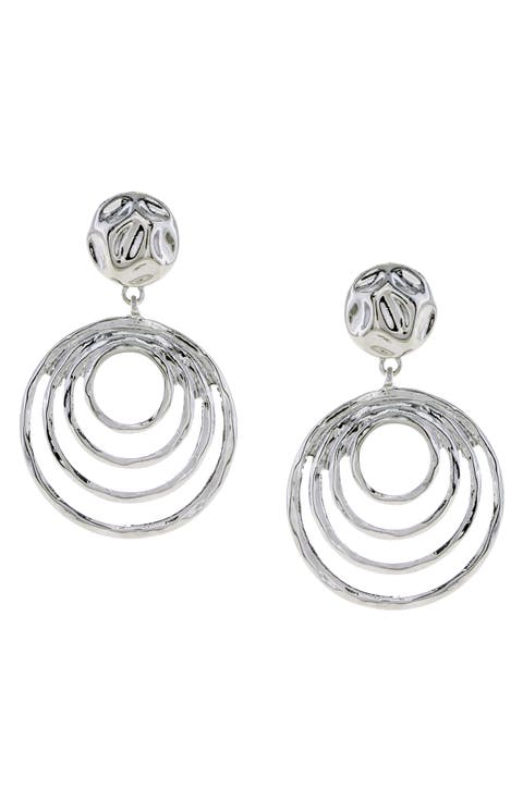 Hammered Circle Drop Earrings