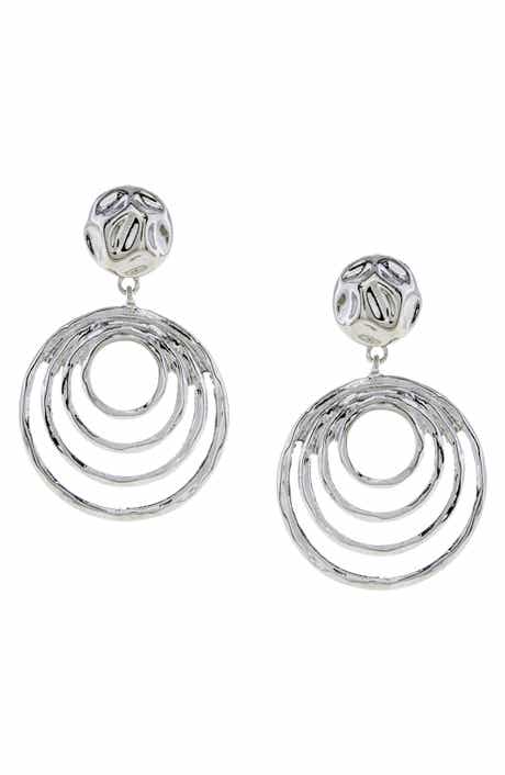 OLIVIA WELLES Hammered Circle Drop Earrings