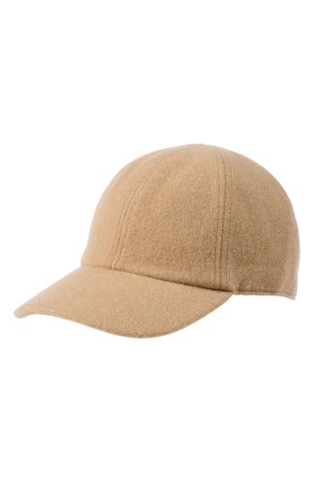 Amicale Wool & Cashmere Faux Shearling Lined Knit Baseball Cap In Brown
