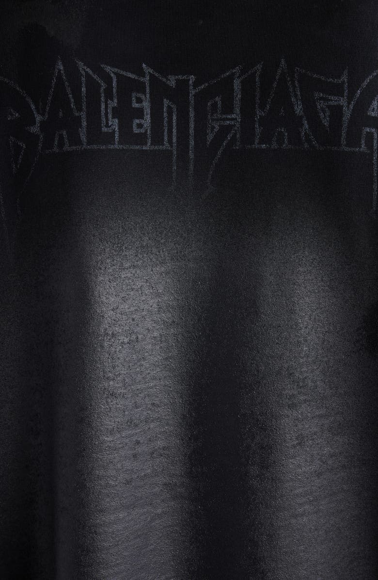 Balenciaga Paris Moon Oversize Distressed Cotton Graphic T-Shirt, Alternate, color, Black