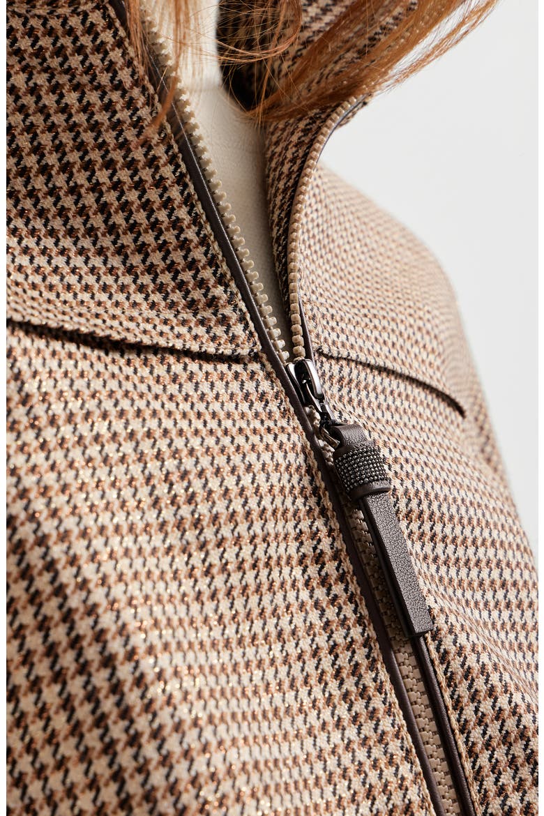 Sparkling houndstooth outerwear jacket, Alternate, color, Brown