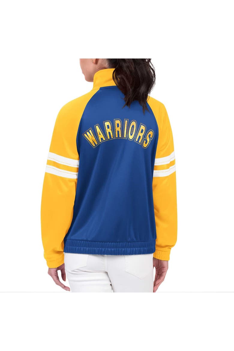 Women's G-III 4Her by Carl Banks Royal Golden State Warriors Main Player Raglan Rhinestone Full-Zip Track Jacket, Alternate, color, Royal