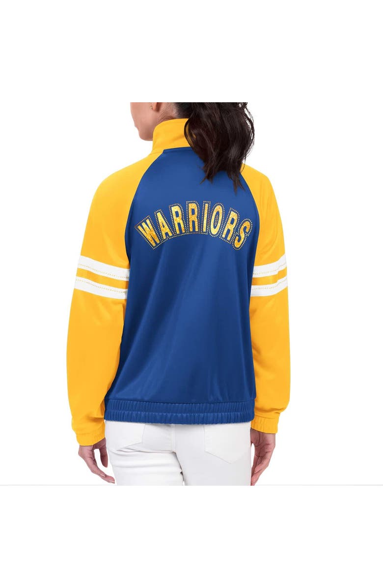 G-III 4HER BY CARL BANKS Women's G-III 4Her by Carl Banks Royal Golden State Warriors Main Player Raglan Rhinestone Full-Zip Track Jacket, Alternate, color, Royal