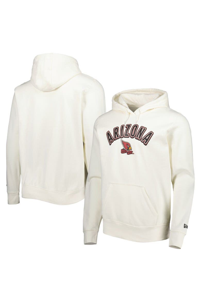 Men's New Era Cream Arizona Cardinals Sideline Chrome Pullover Hoodie, Main, color, Cream