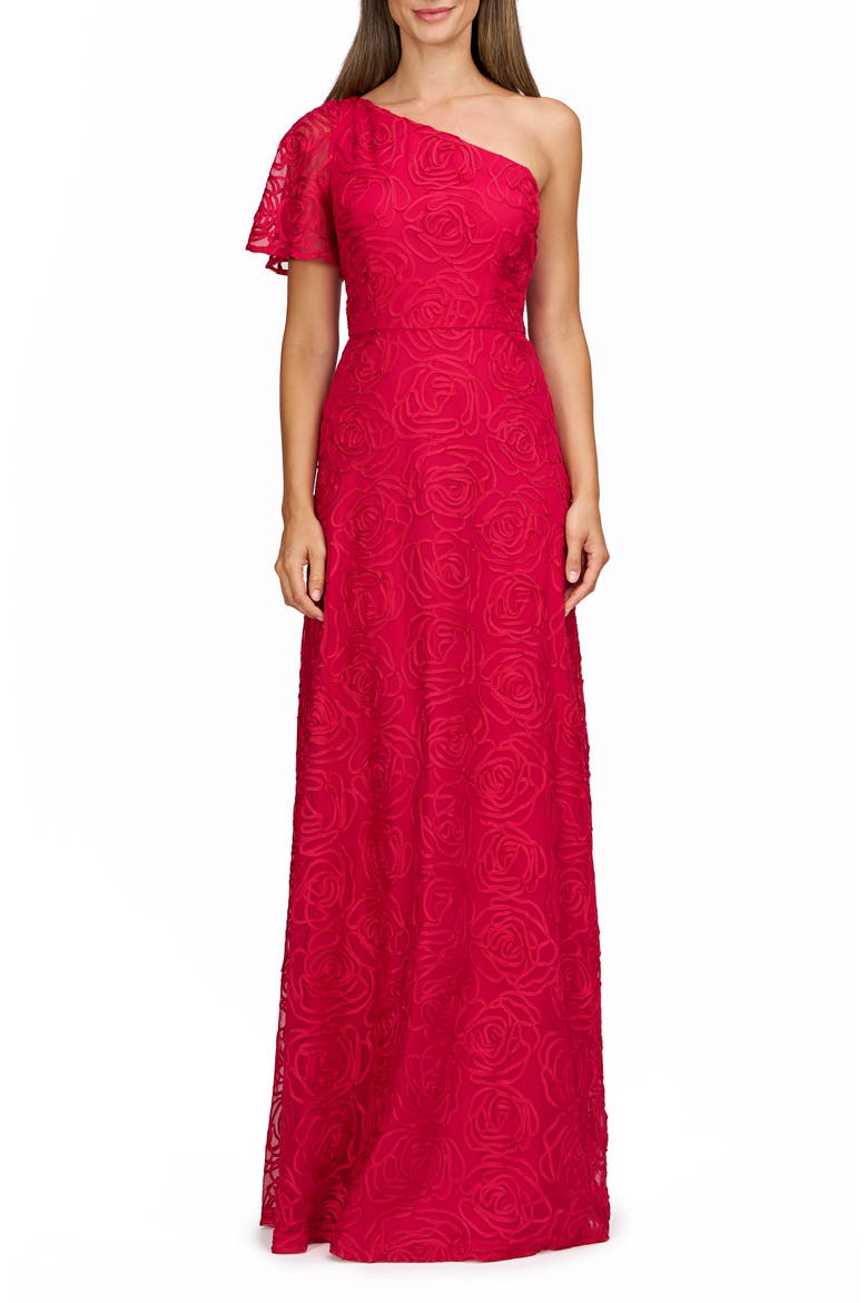 Anastasia Single Flutter Sleeve Gown, Main, color, MAGENTA GLOSS