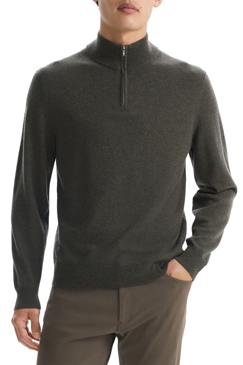 Hilles Quarter Zip Cashmere Sweater, Main, color, HUNTER GREEN MELANGE