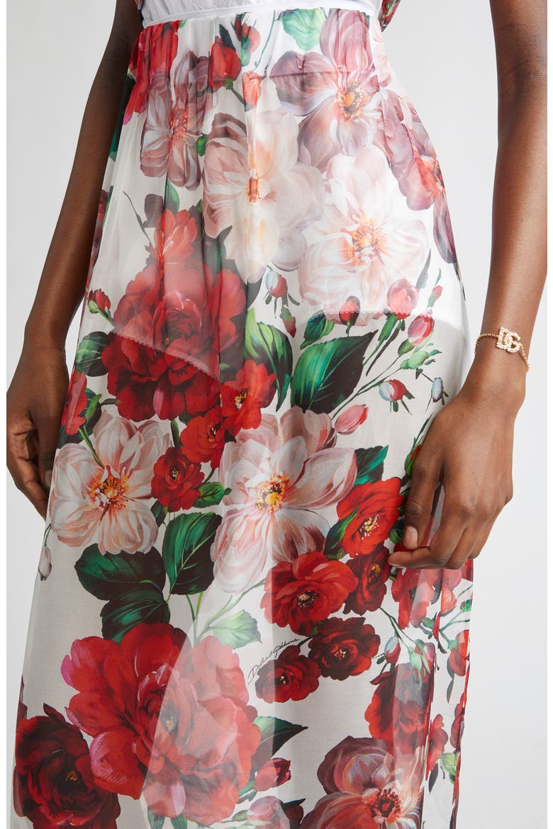 Floral Print Silk Chiffon Skirt, Alternate, color, HA5PD B.ROSE ANTICHE F.BCO