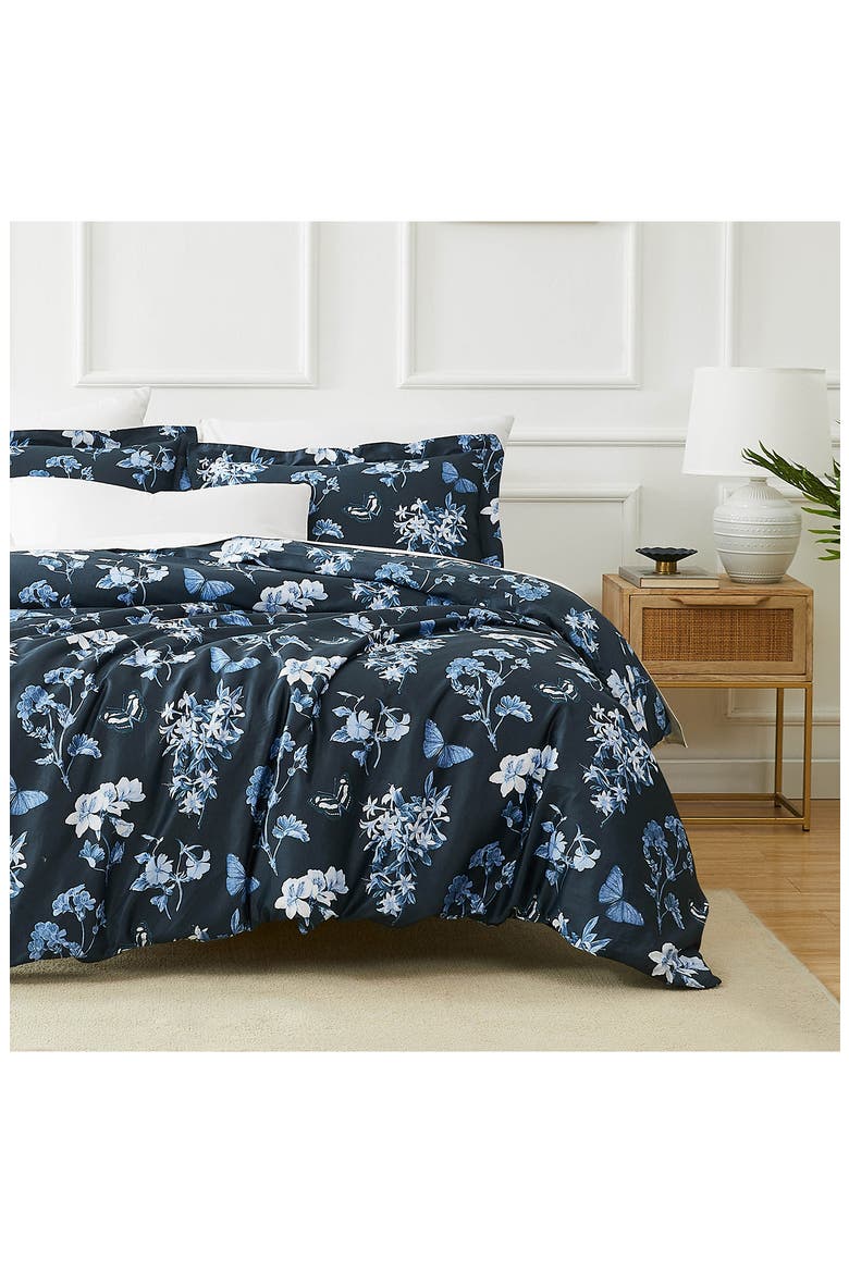 Lexington Floral 300 Thread Count 100% Cotton Sateen Duvet Cover Set, Alternate, color, BLUE