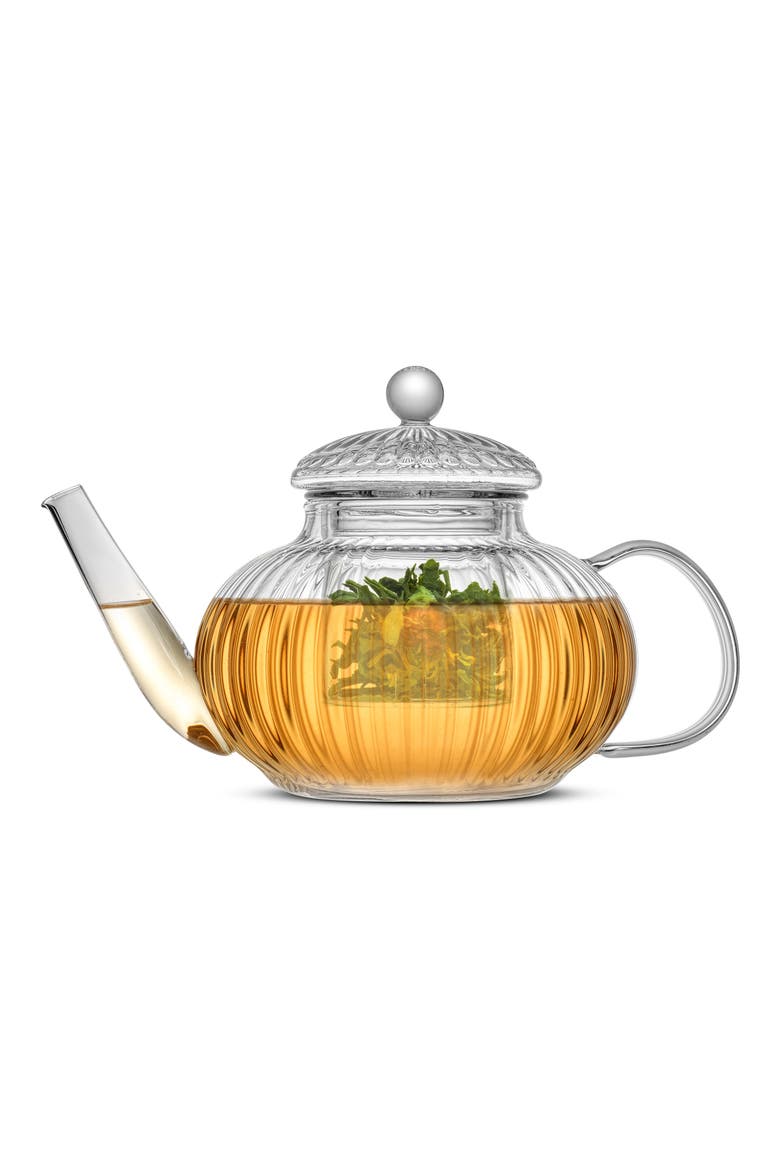 Fluted Glass Tea Kettle, Alternate, color, CLEAR