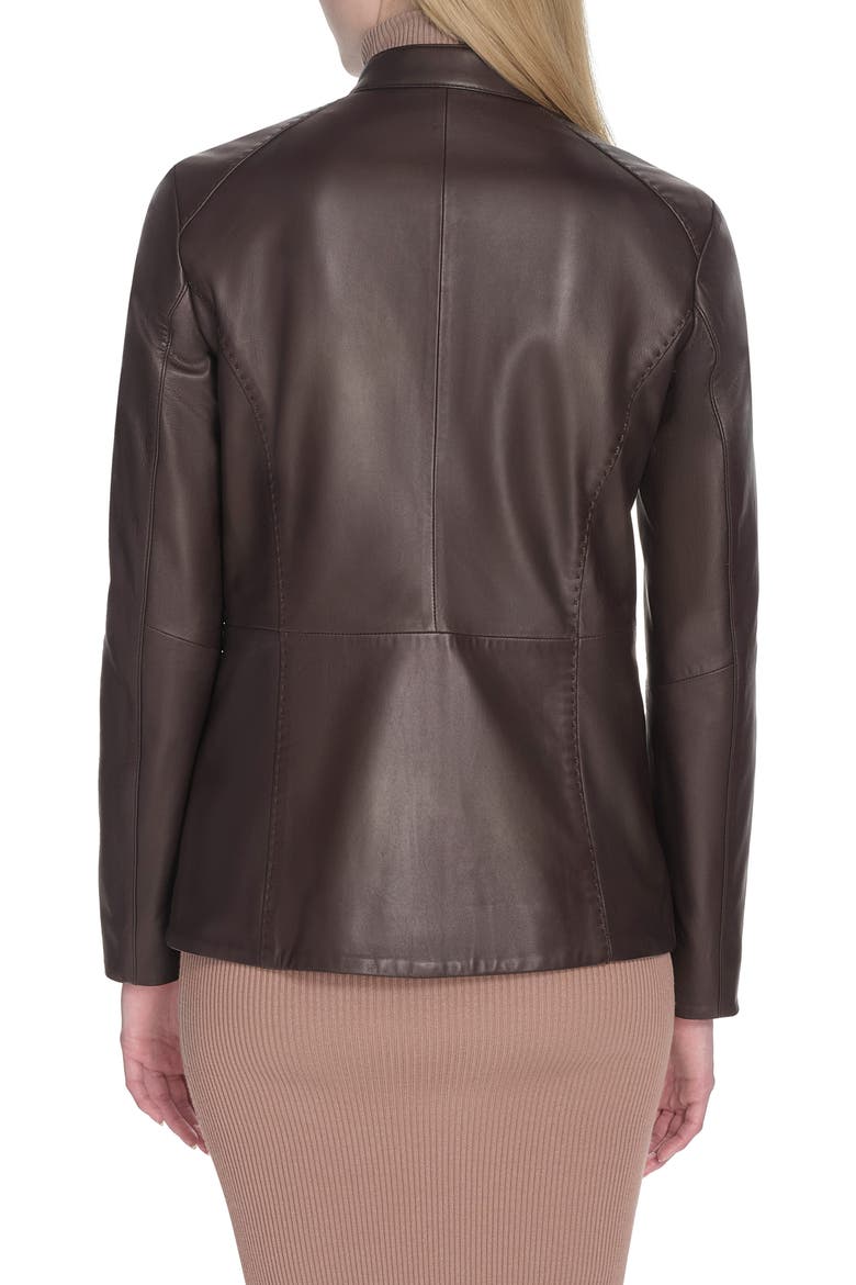 Leather Biker Jacket, Alternate, color, DARK ESPRESSO