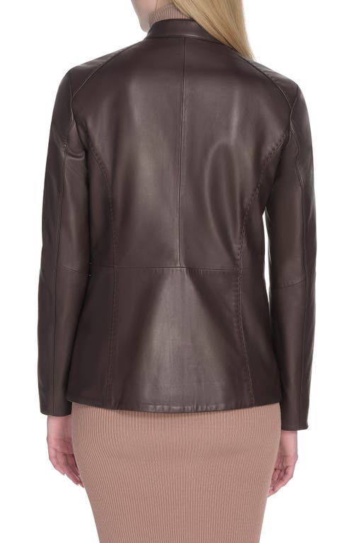 Cole Haan Leather Biker Jacket In Black