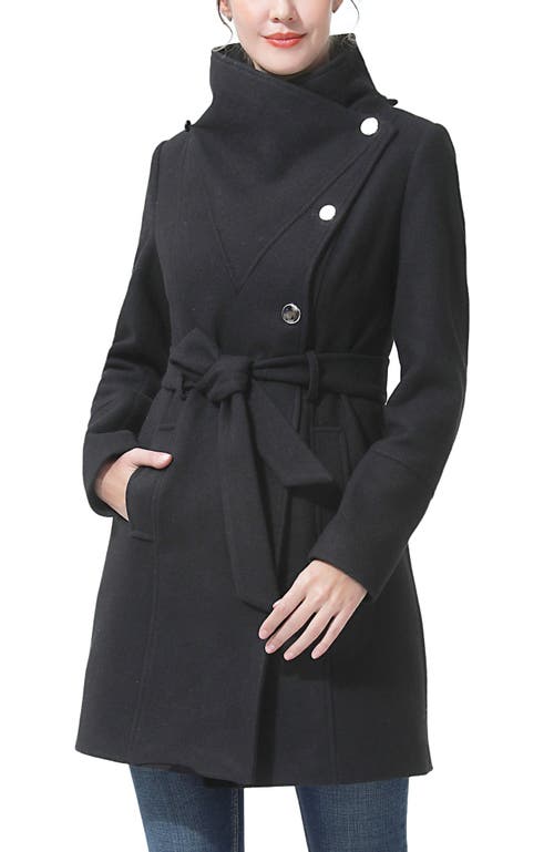Kimi & Kai Andie Wool Blend Hooded Coat In Black