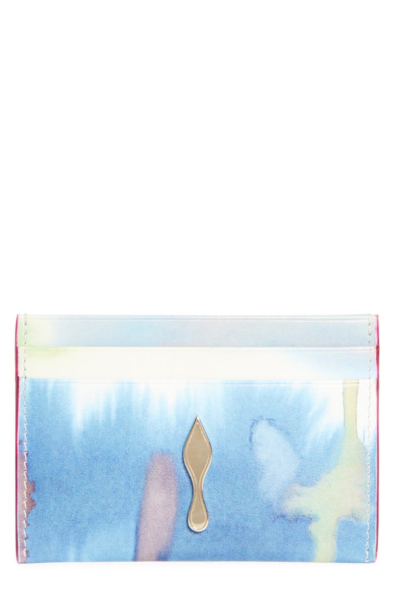 Bettina Tie Dye Patent Leather Card Holder, Main, color, GOLD/ MULTICOLORED