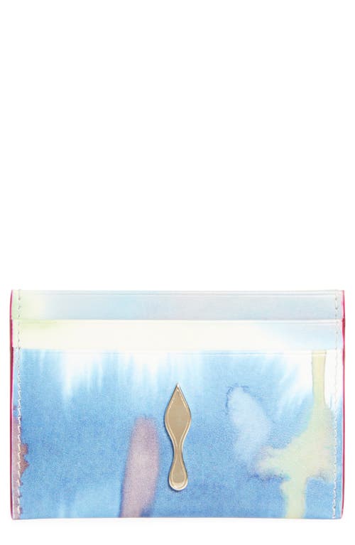 Christian Louboutin Bettina Tie Dye Patent Leather Card Holder In Blue