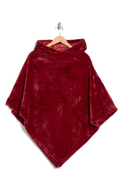 Nanette Lepore Hooded Faux Fur Ruana In Burgundy