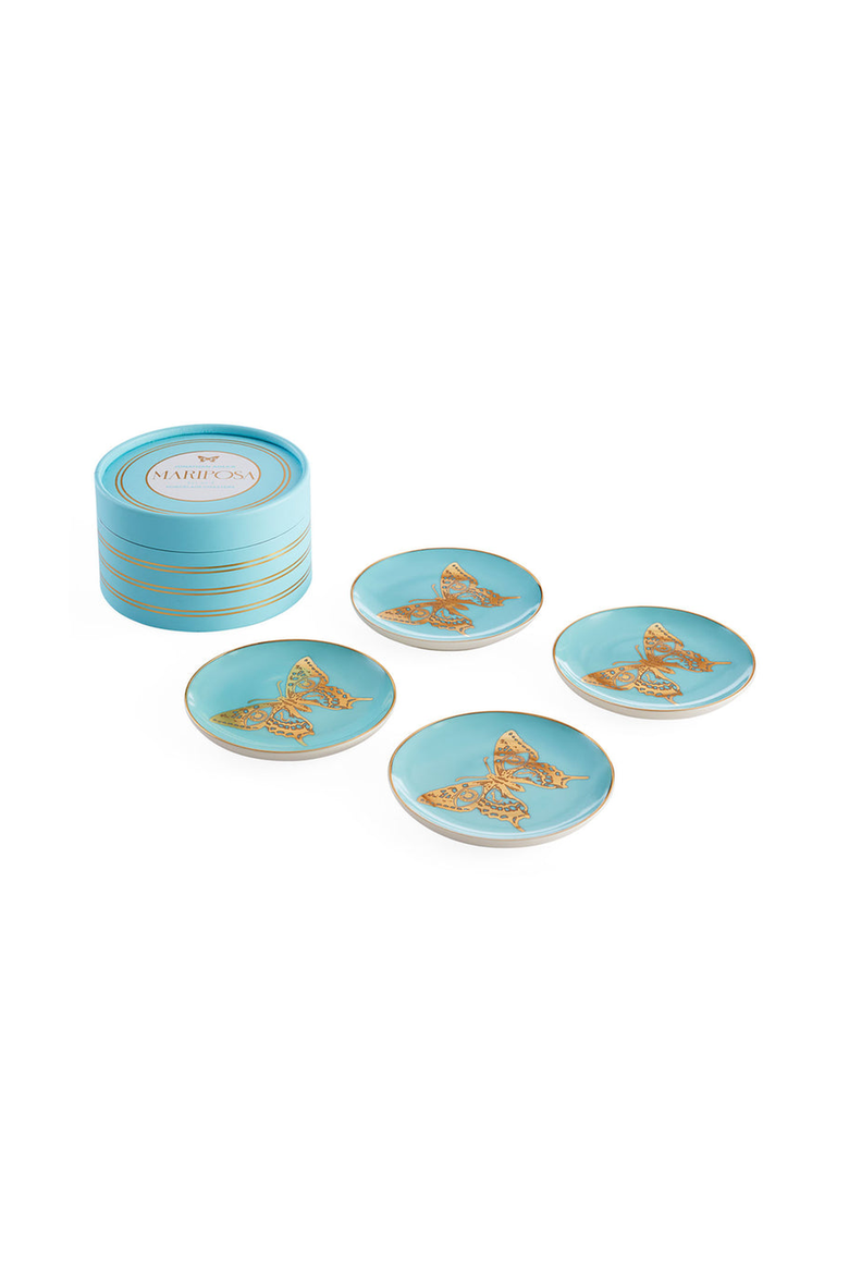 Mariposa Coaster Set, Alternate, color, Baby Blue / Gold