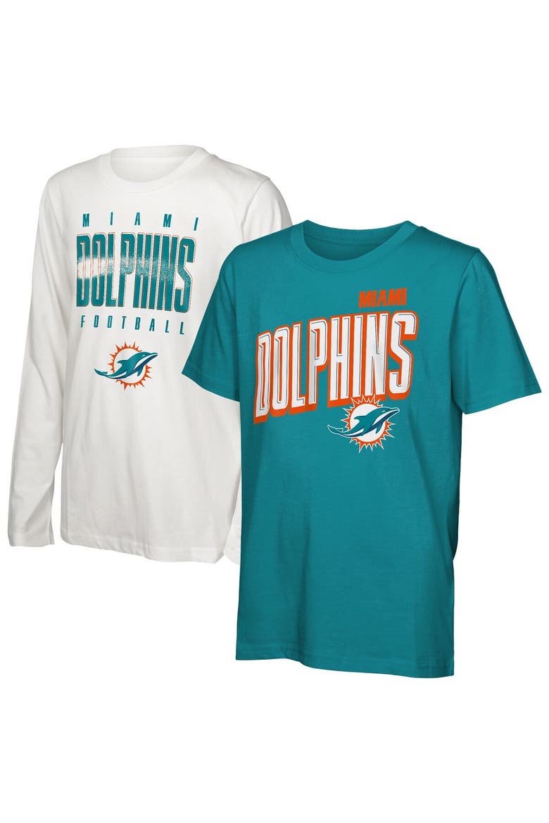Preschool Outerstuff Miami Dolphins The Mix Combo T-Shirt Set, Main, color, Aqua
