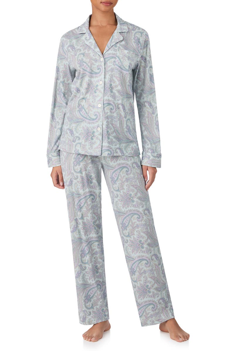 Lauren Ralph Lauren Print Cotton Blend Pajamas, Main, color, Multi Paisley