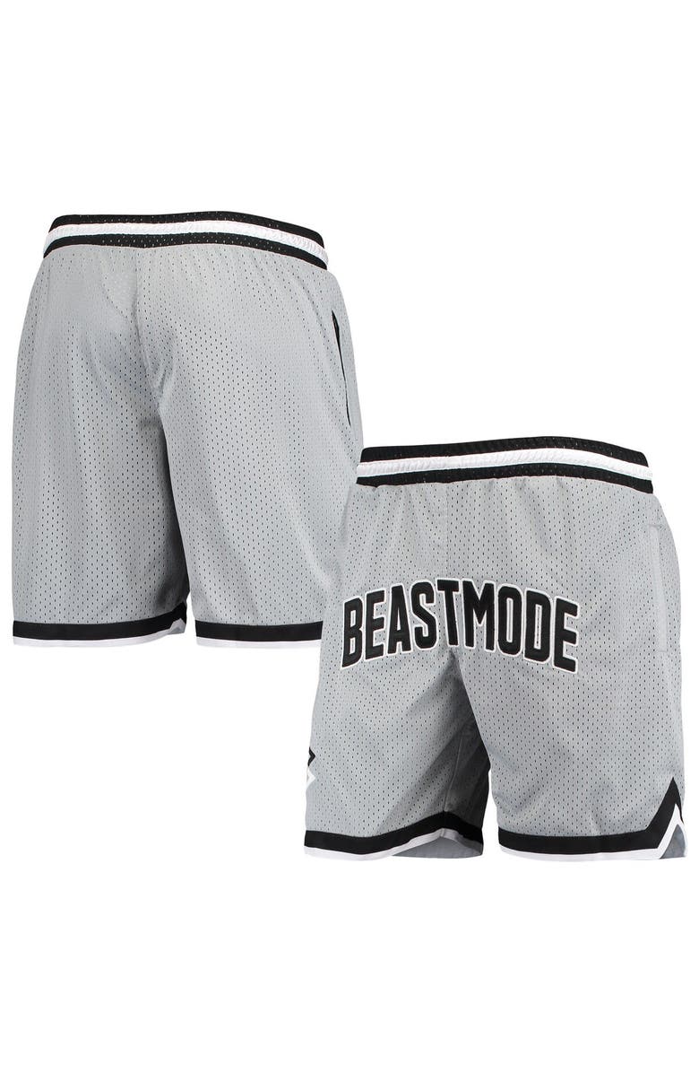 New Jersey Sets Men's Silver/Black Beast Mode Varsity Basketball Shorts, Alternate, color,