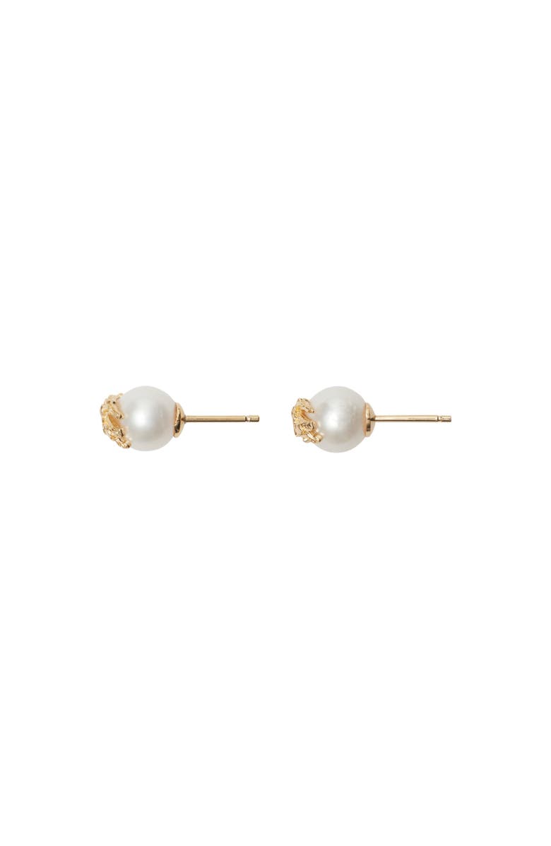 Burberry EKD Sphere Pearl Stud Earrings, Alternate, color, Gold/Pearl