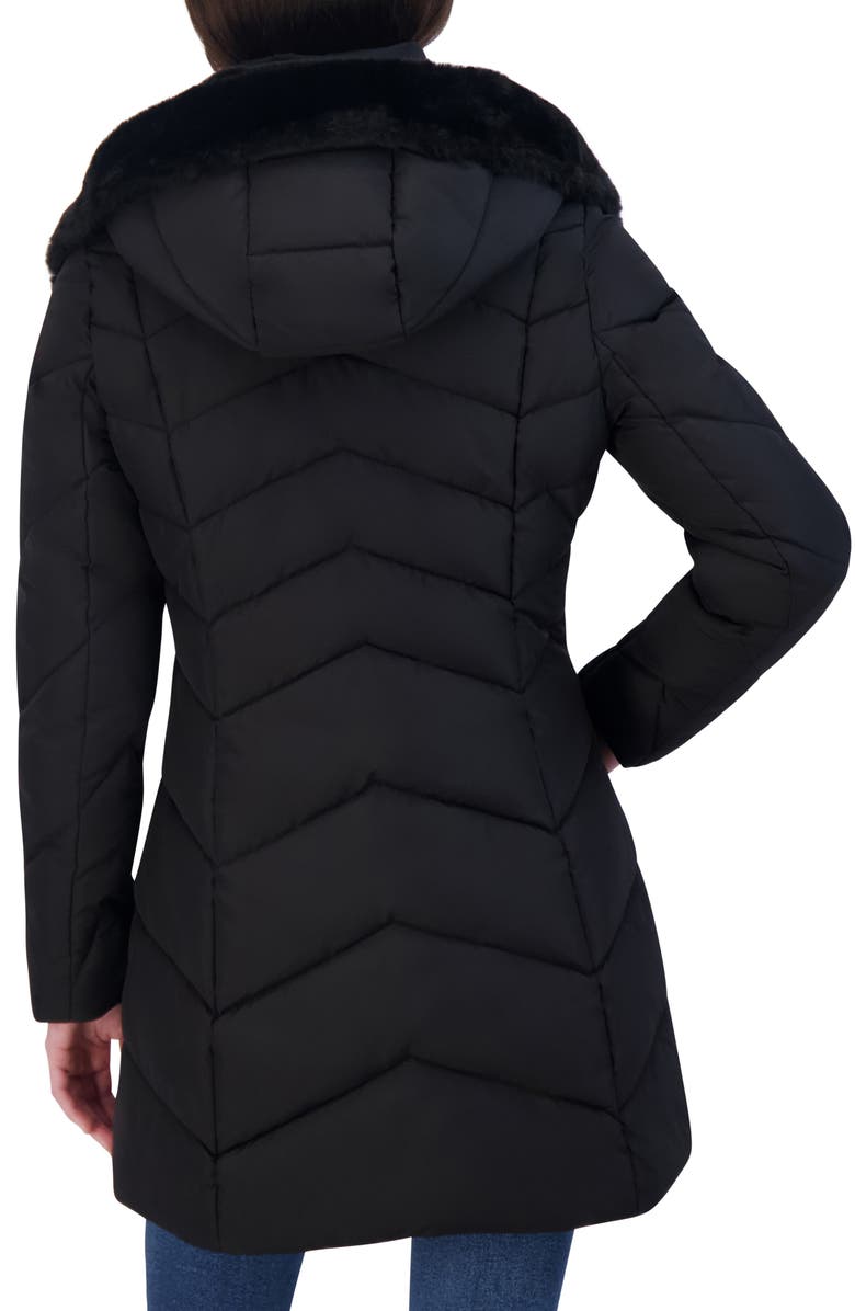 Laundry by Shelli Segal Faux Fur Trim Bibbed Puffer Jacket, Alternate, color, 