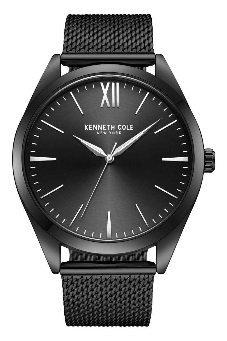 Classic Mesh Strap Watch, 44mm, Main, color, BLACK