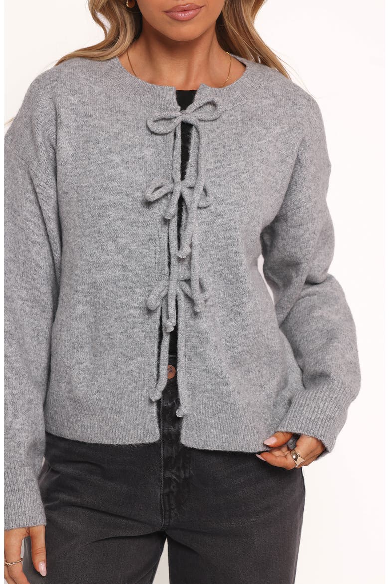 Neri Bow Tie Front Cardigan, Alternate, color, GREY