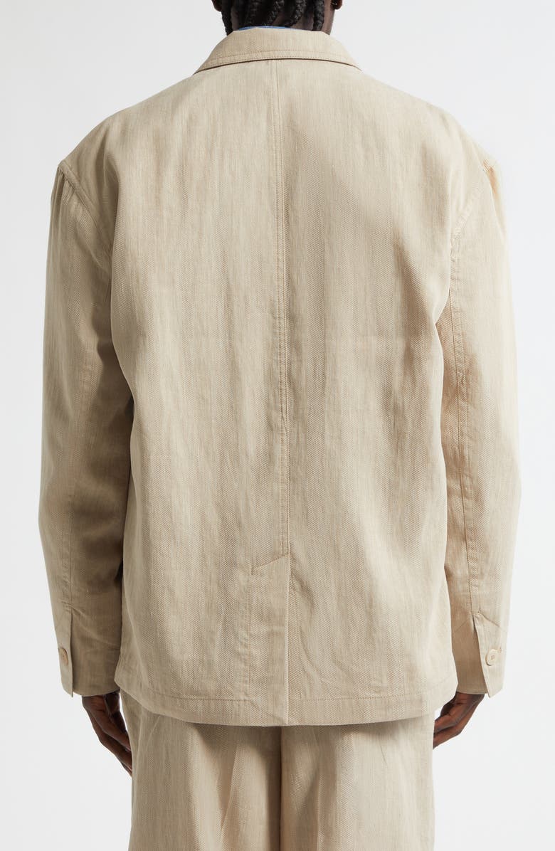 Jacquemus La Vesta Pastro Deconstructed Linen Blend Sport Coat, Alternate, color, Beige