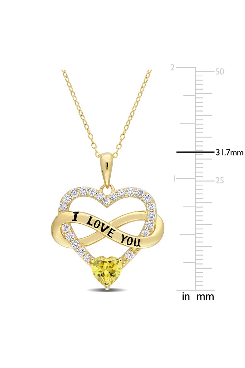 Color Zirconia Infinity Heart Necklace Yellow-Plated, Alternate, color, Yellow CZ