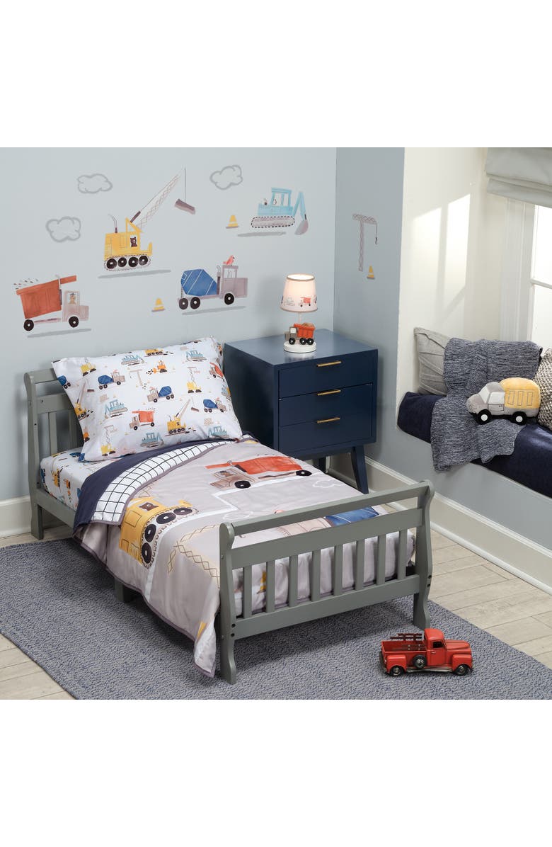 Bedtime Originals 4-Piece Construction Zone Toddler Bedding Set, Alternate, color, Gray