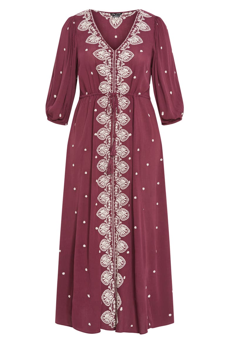 Anaya Embroidered Maxi Dress, Alternate, color, PURPLE