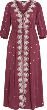 City Chic Anaya Embroidered Maxi Dress