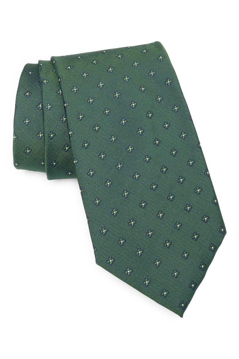 Flower Neat Tie, Main, color, GREEN