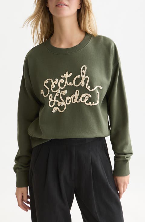 Ribbon Embroidery Loose Fit Sweatshirt