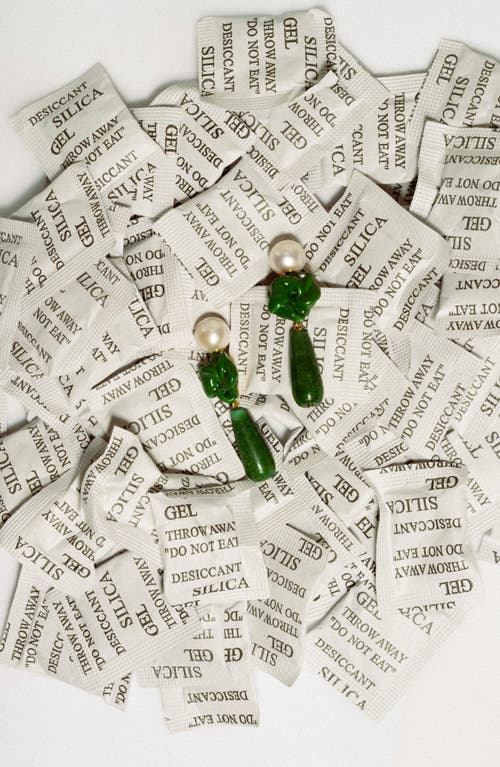 Completedworks The Depths Of Time Freshwater Pearl & Chalcedony Drop Earrings In Green 18ct Gold Plated